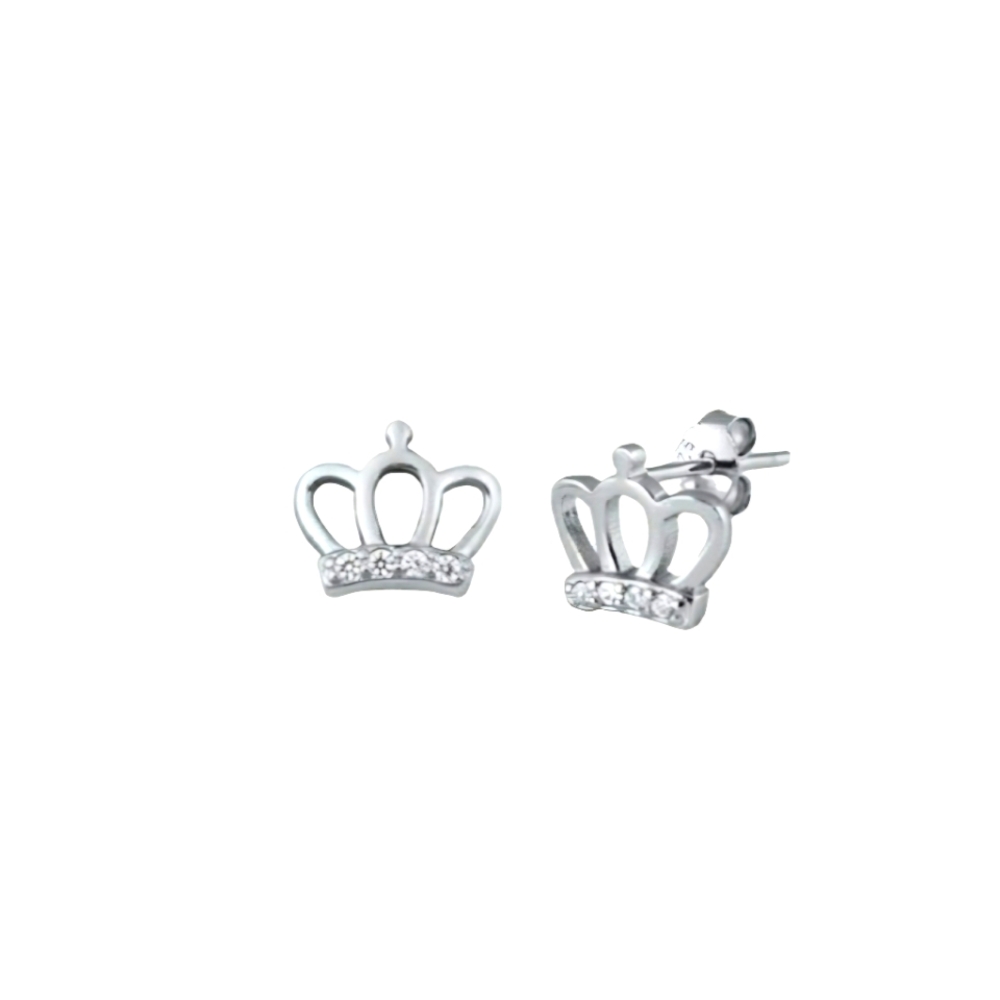 🥰 CROWN STERLING SILVER STUDS - Picture 1 of 4
